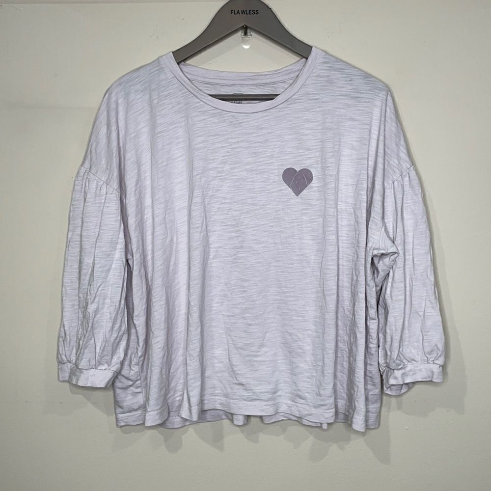 Ivory Ella Lilac Balloon Sleeve Heart Top